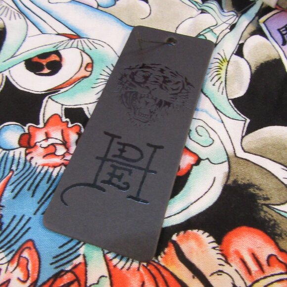 Ed Hardy Men's XL Short Sleeve Graphic Tee Oni Demon Print Multicolor Viscose - Picture 4 of 11